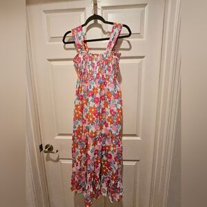 THML Floral Smocked Maxi Dress - Bright Multicolor. Small